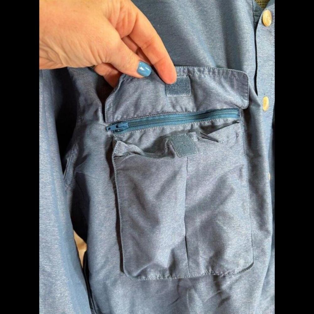 ExOfficio Mens Long Sleeve Ventilated Fishing Shirt Blue Gray Size Large L/G - Picture 7 of 11